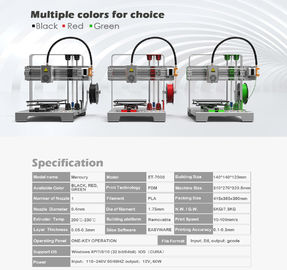 Easthreed Convenient Portable 3D Printer 180 - 210 ℃ Extruder Temperature 100-240 V